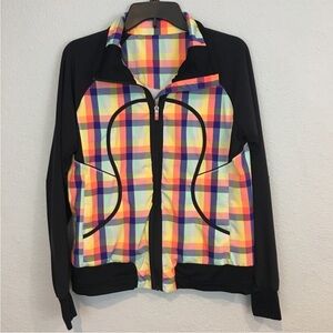 Lululemon Run Track Attack Jacket Seawheeze plaid size 4